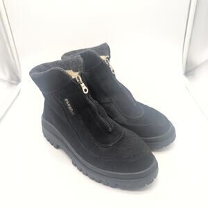 Oscar Sport Black Fur and Leather Zip Apres-Ski Italian Made Boots Women's 7.5
